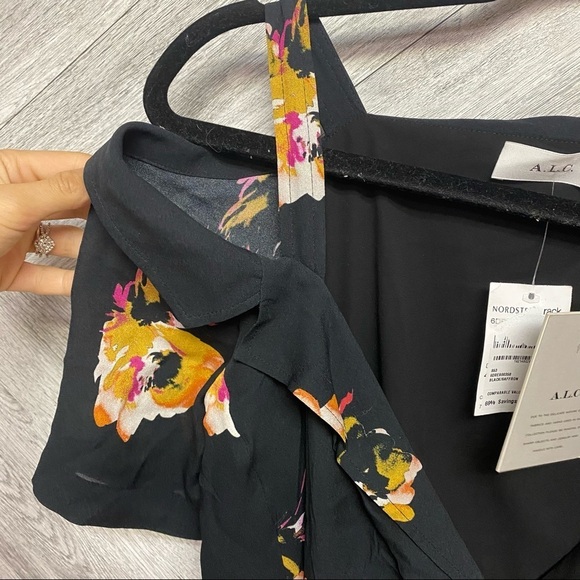 A.L.C | Lucia Mini Dress Floral Black & Saffron 4 - Picture 9 of 13